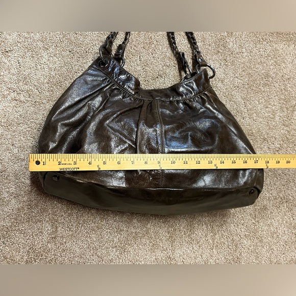 Abro-Large Hobo Shoulder bag Chocolate Brown Distressed leather w/ gunmetal-EUC - Picture 6 of 13